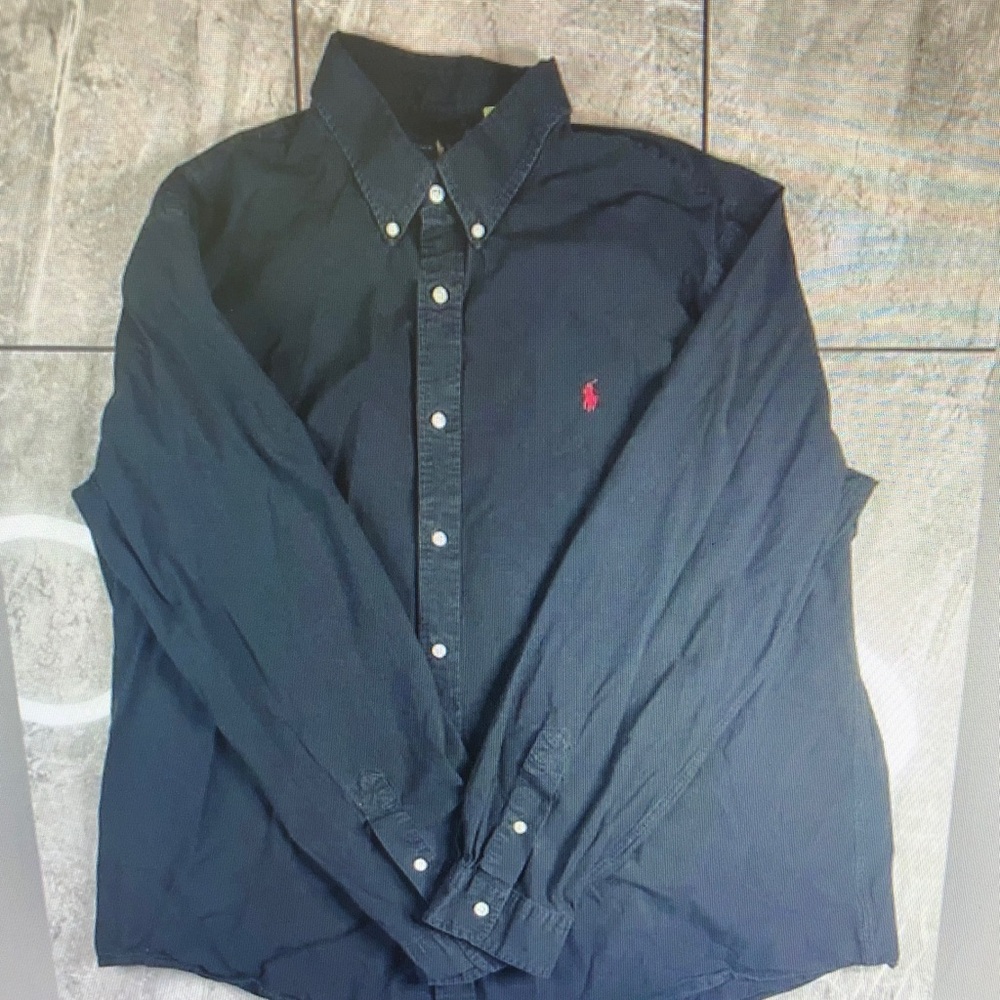 Polo by Ralph Lauren Navy Button-Down Shirt with Red Pony